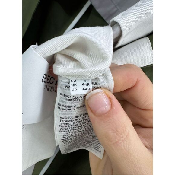 Selected Homme Mens Green Organic Cotton Blend Holdo Hybrid Blazer Jacket 44R - Picture 7 of 15